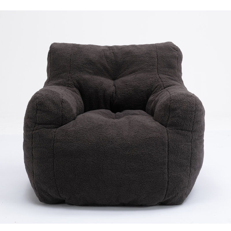 Fauteuil à billes en tissu de peluche Compression, Fausse fourrure grise foncée