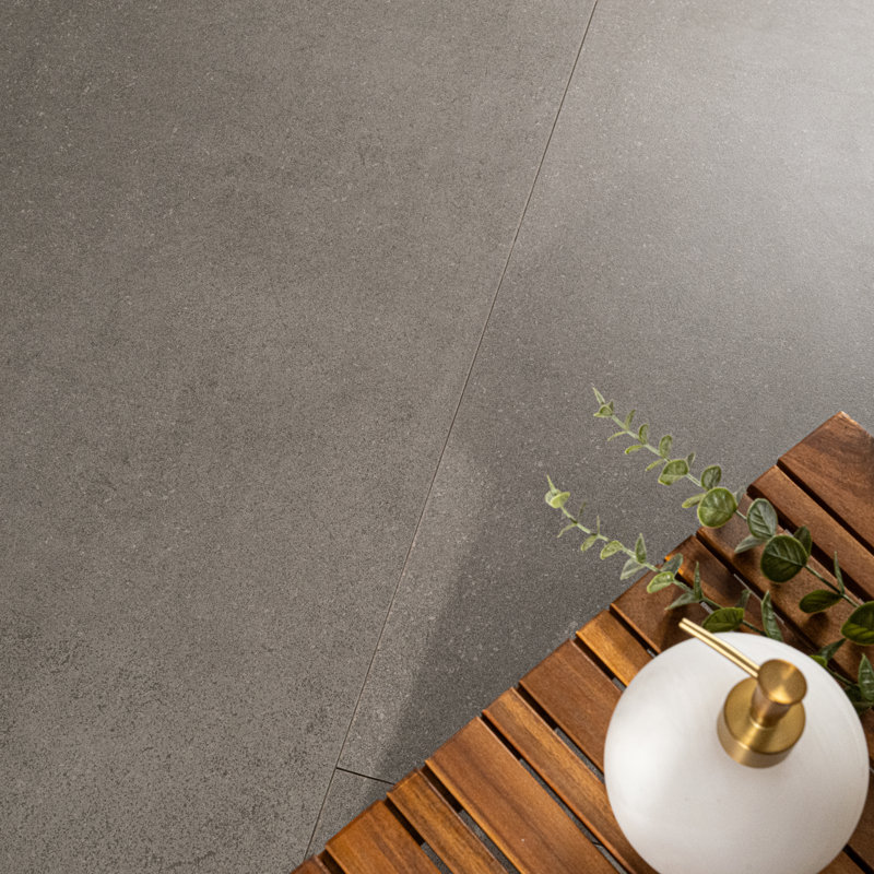 Betonica Steel 24 in. x 48 in. Matte Porcelain Concrete Look Floor and Wall Tile, Steel