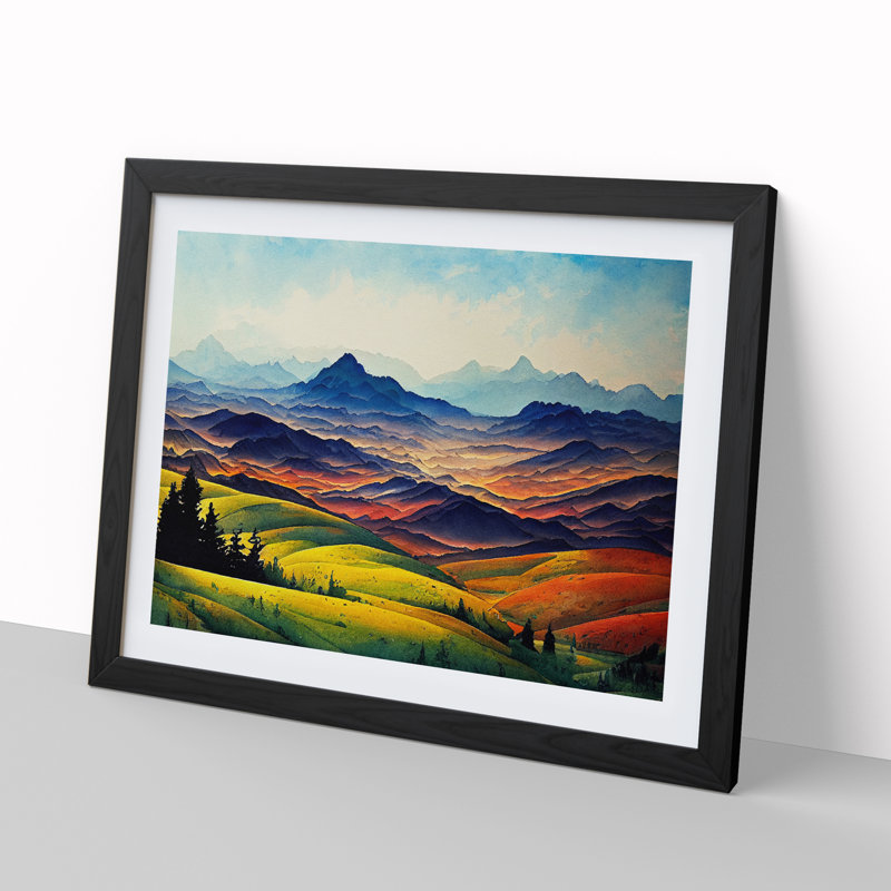 Spring Mountain Scene Vol.1 - Single Picture Frame Print, 25cm H x 34cm W x 2cm D, Black