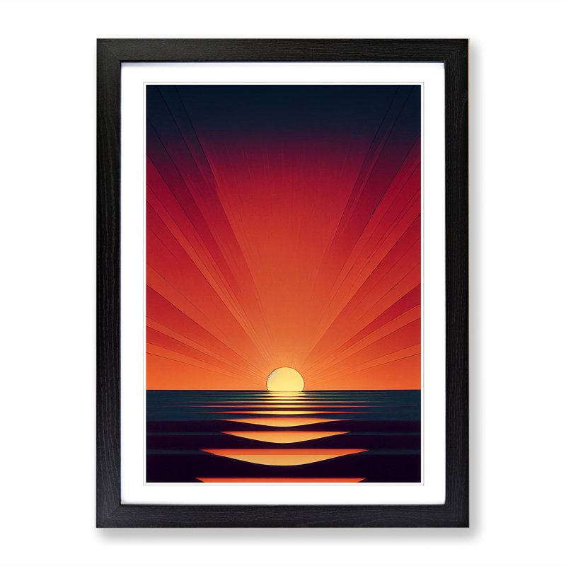 Sunset Minimalism Vol.1 - Picture Frame Print, 46cm H x 25cm W x 2cm D, Walnut