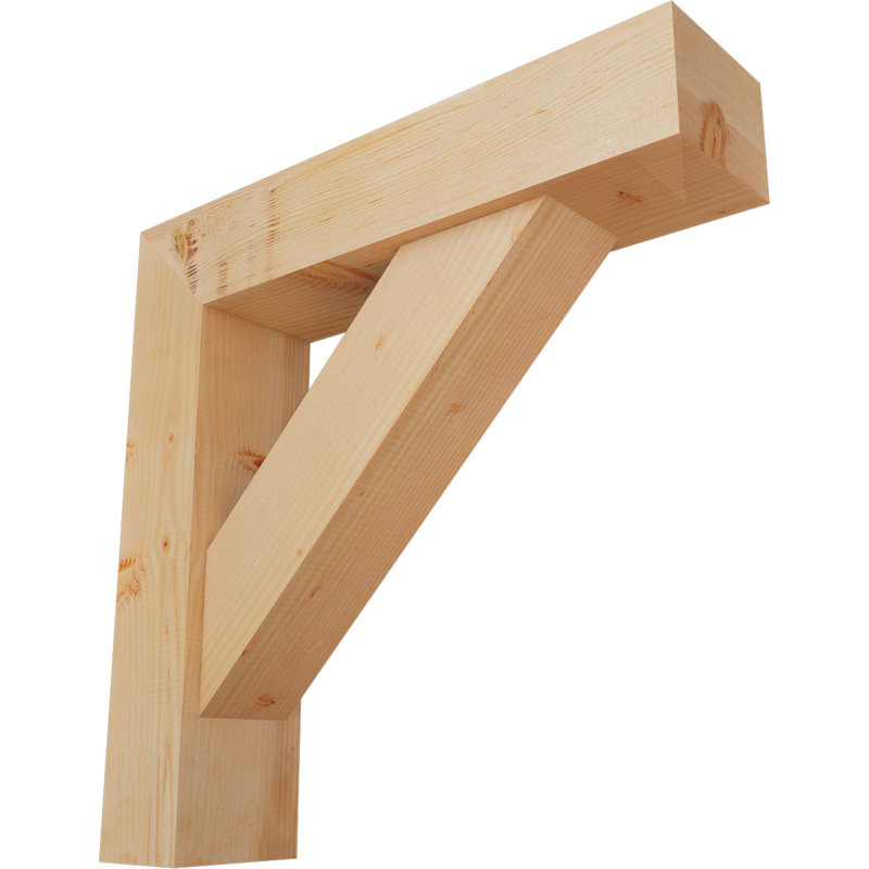 Traditional Block Bracket w/ Offset Brace, 32 x 32, 7 1/2"W Douglas Fir (Smooth)