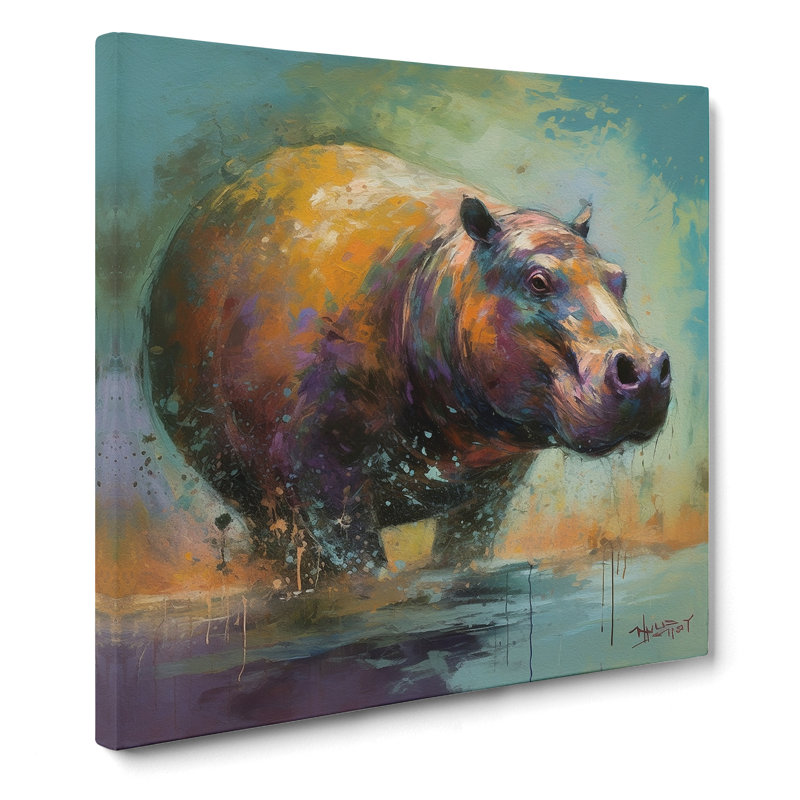 Hippo Post-Impressionism No.3 - Wrapped Canvas