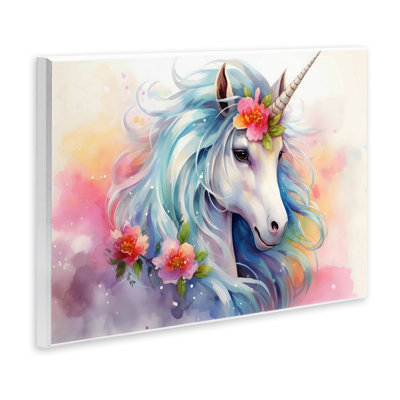 Plaque murale magique avec licorne et fleurs, design by Creative Studio