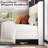 Crofford Queen Size White Corduroy Upholstered Wingback Headboard Platform Bed with Wooden Slats-1770121801-1770121807