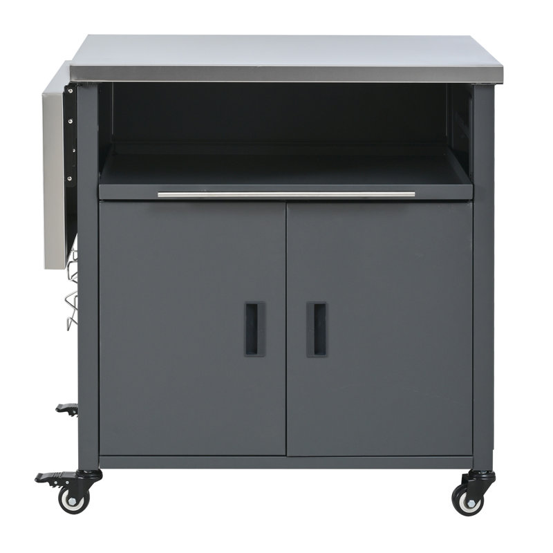 Chariot de barbecue pliable pour l'extérieur, Gris