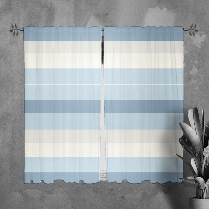 Horizontal Window Curtains Pattern Blue Drapes, L 20 po x L 61 po