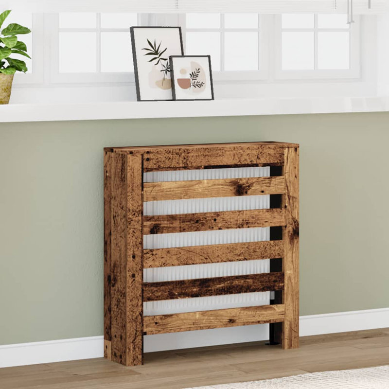 Small Radiator Cover, Old Wood, 78 x 20 x 82 cm, Horizontal Slats
