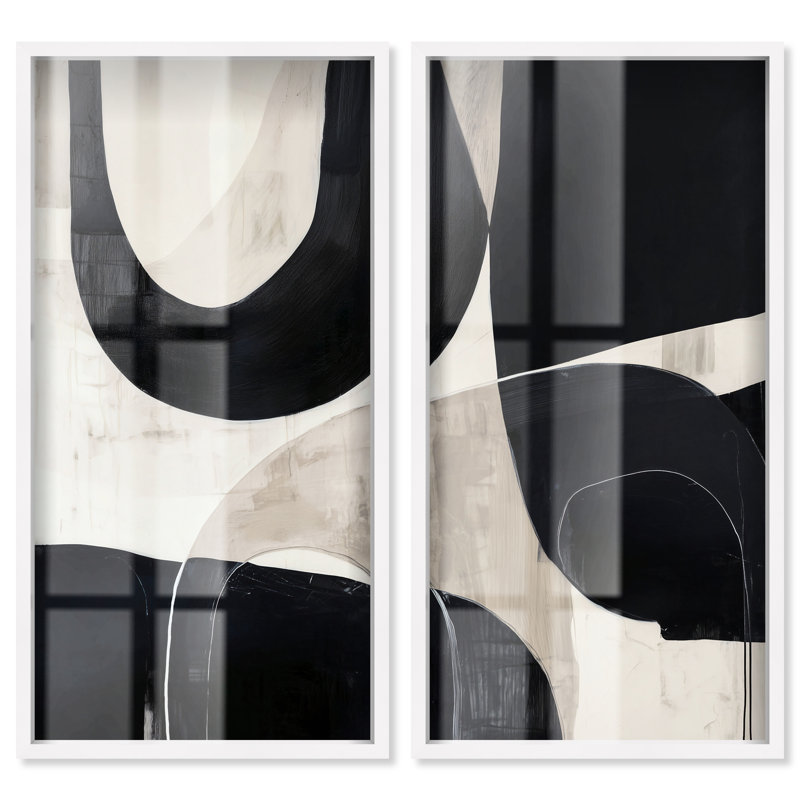 Ensemble d'affiches Shadowed Arch III Shadowbox pour salon, par Art Remedy, cadre blanc, 22 x 44, 45.5"H x 23.5"W