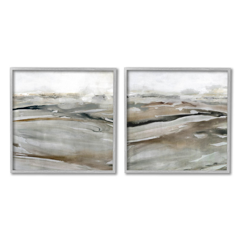 «Abstract Abstract Landscape Composition», ensemble de 2 estampes numériques par Carol Robinson, H 24 po x l 48 po x P 1,5 po