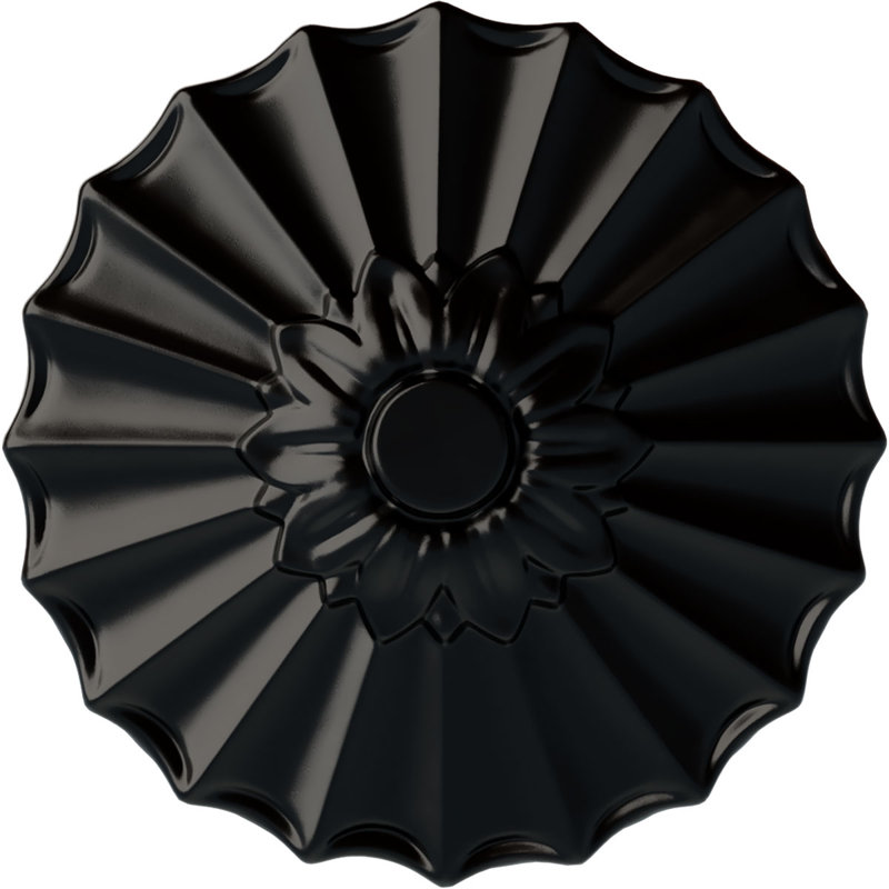 Endurathane Shakuras Ceiling Medallion, 9"OD x 1 3/8"P (Fits Canopies up to 1 3/8"), Hand-Painted Jet Black Finish, Jet Black