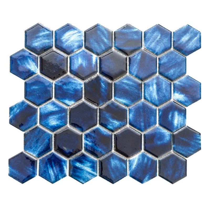 Carreau de mosaïque murale en porcelaine brillante 2 po x 2 po Agate, Saphire