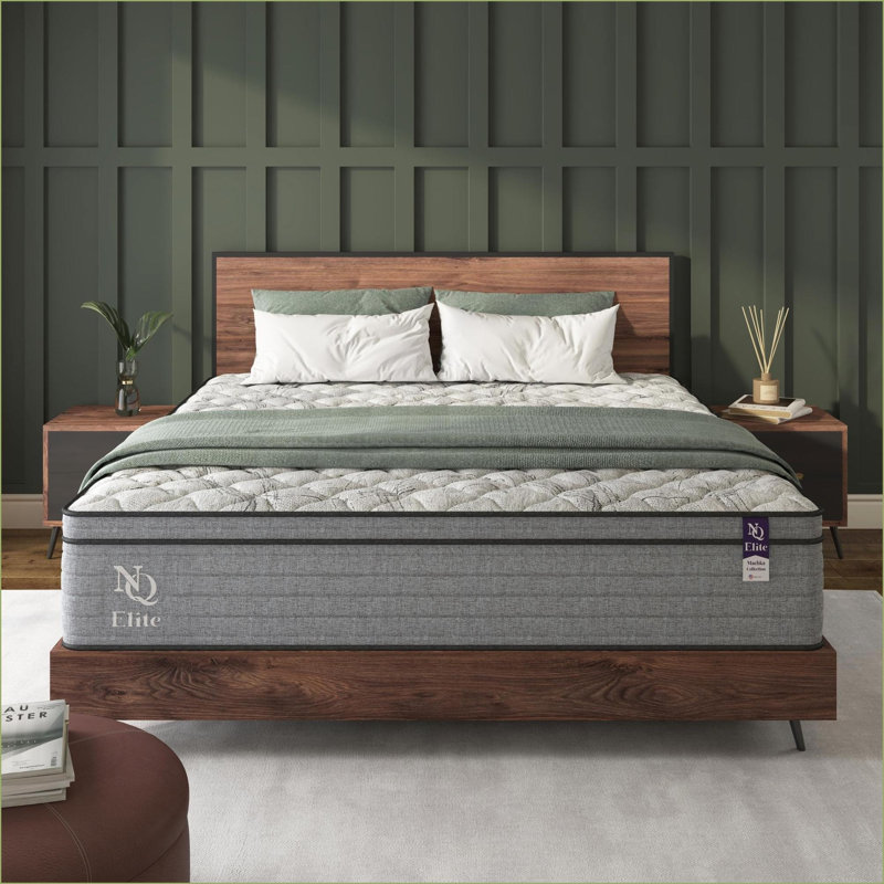 Mattresses, NapQueen Elite Machka 12 Inch Full Cooling Gel Memory Foam Hybrid Mattress, CertiPUR-US, Made in USA | Grey+White | Foam+Spring