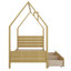 Lit en bois avec 2 tiroirs, lit Montessori House avec support en lattes de bois, aucun sommier nécessaire-130803738-130803740