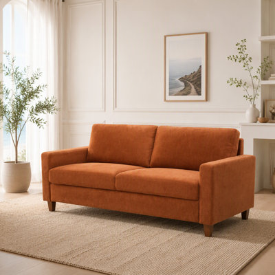 Mid-Century Modern 3-Seater Sofa with Removable Wood Legs