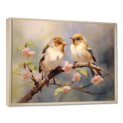 Beige and Brown Sparrow Birds III - Bird Framed Canvas Print