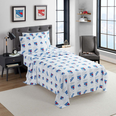 NHL Bed Sheet Sets By Sweet Home Collection, New York Rangers - Queen