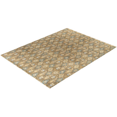 Tapis noué à la main unique en son genre Lynze - brun, 9 pi 0 po x 12 pi 0 po