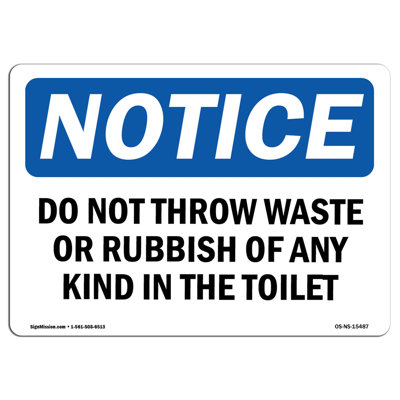 SignMission Do Not Throw Waste or Rubbish Toilet Sign | Wayfair