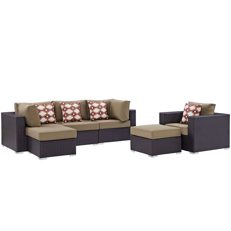 Ensemble modulaire d'extérieur 6 pièces Modway Convene, Moka