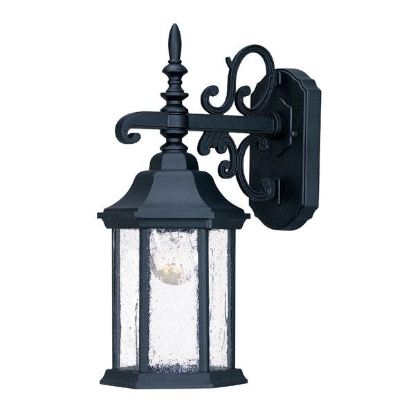 Lanterne murale d'extérieur à 1 ampoule Pruitt, Noir mat, Transparent