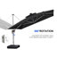 Parasol extérieur de luxe en porte-à-faux à double plateau carré 11 pi avec base, noir-289586789