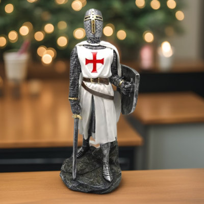 Figurine croisé 12 "avec épée et bouclier H 12"