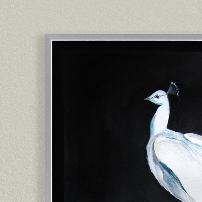 Nature Inspired Alabaster Majesty: White Peacock Against The Night, 24" H x 16" W