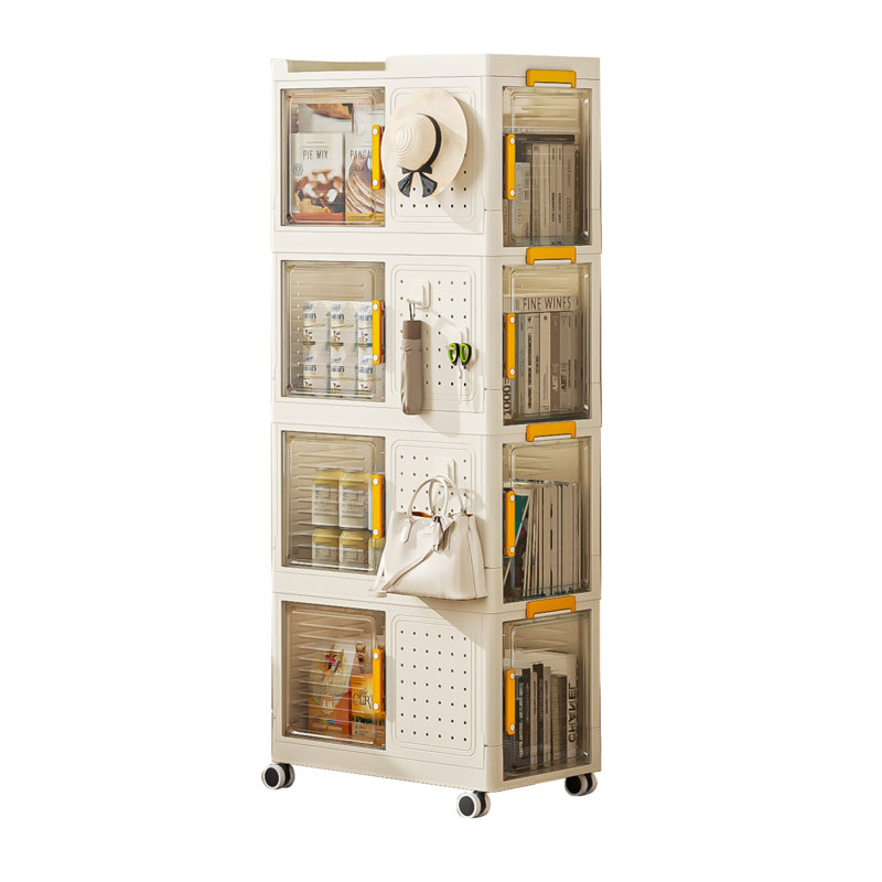 4-Tier Rolling Storage Bookcase With Wheels, Bookcase With Storage