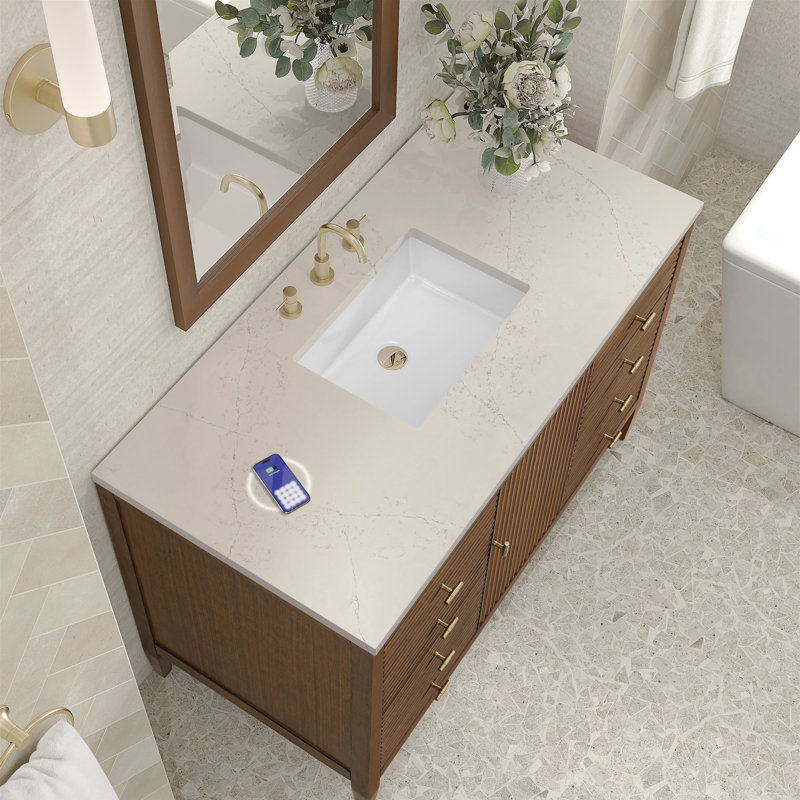 Myrrin 48'' W Single Vanity, Mid-Century Walnut, Siberian