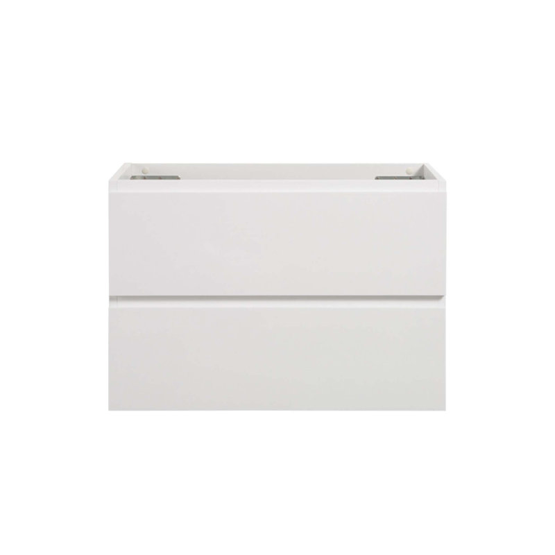 Meuble-lavabo mural intemporel blanc avec deux tiroirs, pré-assemblé pour une installation facile, Blanc