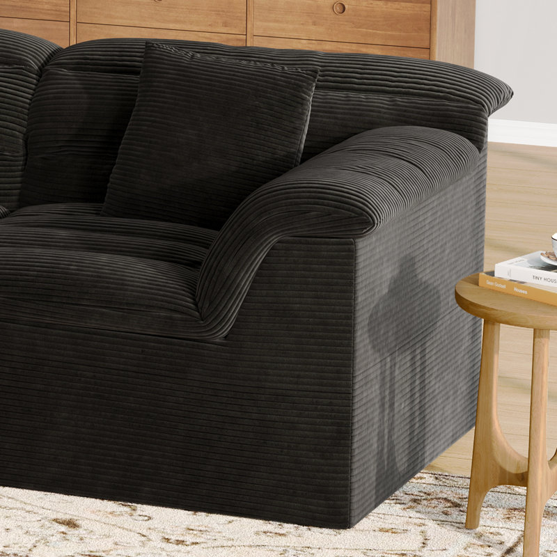 Boneless 112" Modular Cloud Sectional Couch with Ottoman, No Assembly Required Upholstery Sofa, 33" H x 112" W x 66.1" D