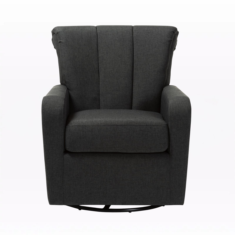 Kaizlee Upholstered Swivel Armchair, Gray Linen Blend