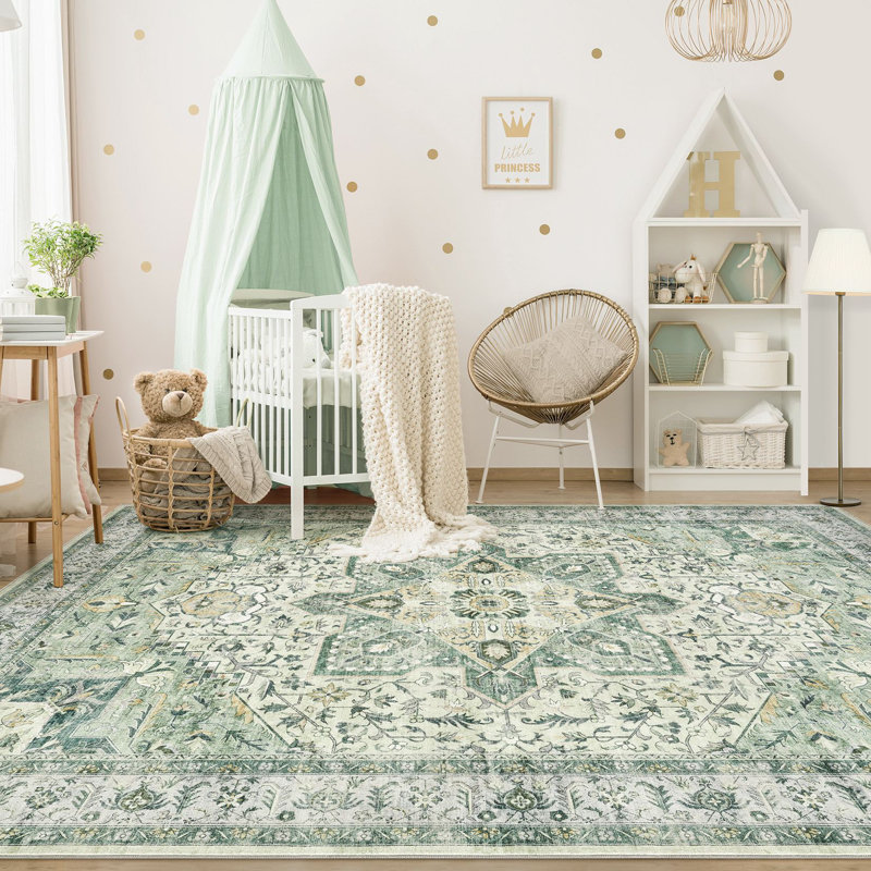     Adona Soft Washable Medallion Vintage Floral Area Rug for Living Room Bedroom Dining Room Lobby, Rectangle 10' x 14'