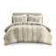 3 pièces de literie rayée taupe double / grand - tissu de coton, rembourré, rayé, garniture, visible maintenant, attrayant,
