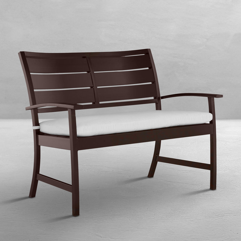 Charleston Aluminum Garden Bench, Welt, Linen Dove, Oyster