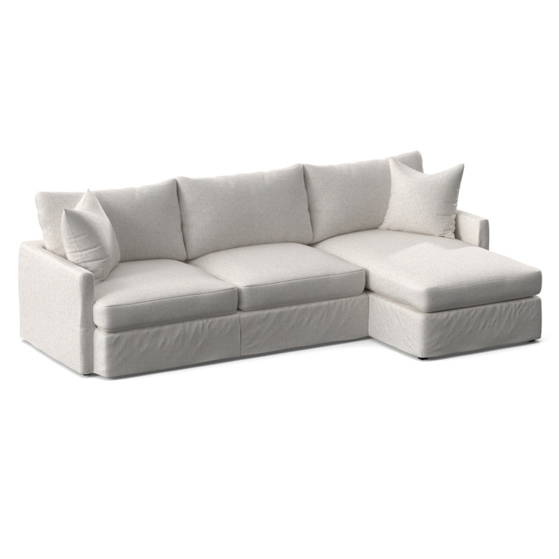 Canapé et méridienne de 307 cm de largeur avec coussins en coton et duvet Hartig, Orienté vers la droite