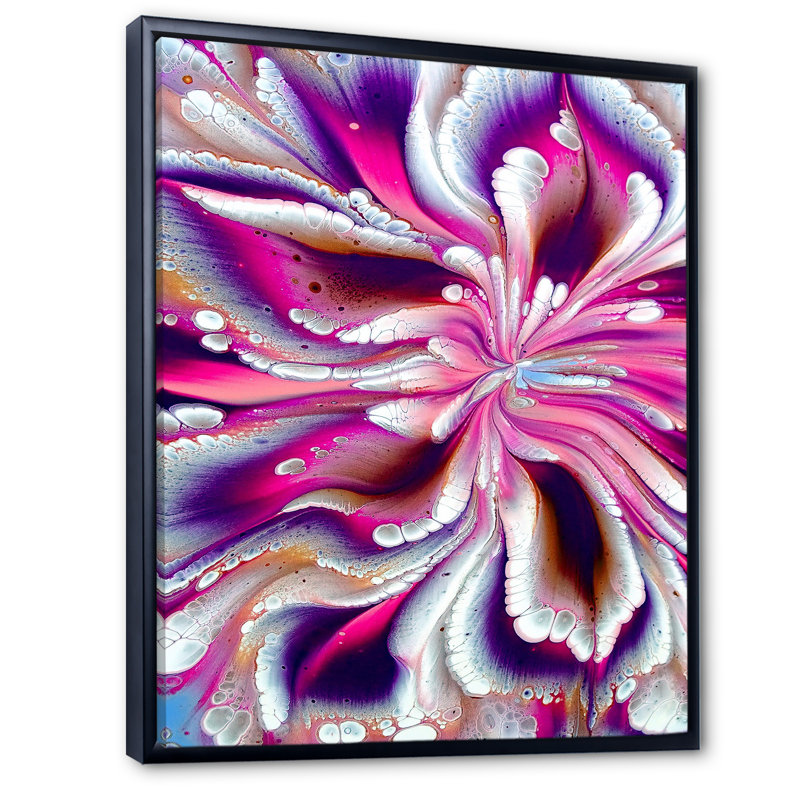 Fluide abstrait coloré coloré - décoration murale moderne en toile, H 32 po x l 16 po x P 1 po, Cadre flottant noir