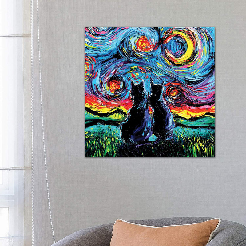 «Van Gogh's Cats» par Aja Trêves - reproduction d'art, Toile tendue, H 26 po x l 26 po x P 1,5 po