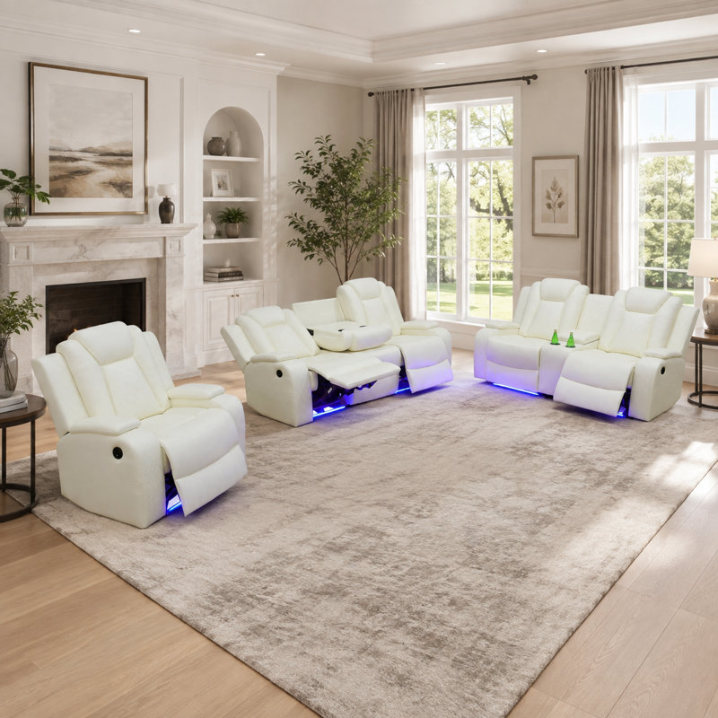 Fauteuil inclinable électrique avec lumière DEL, White