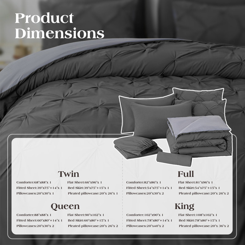 Literie , Housse de couette grand et 2 taies d'oreiller stan, Gris foncé / gris pâle
