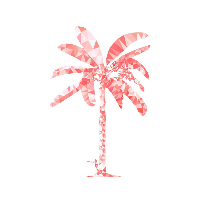 «Blush Palm Tree 1», reproduction sur toile tendue, L 12 po x H 18 po