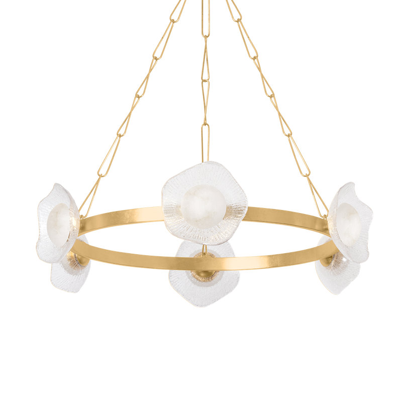 Lustre en albâtre Almandine, H 10 po x l 41,25 po x P 41,25 po, 6