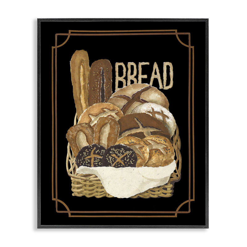 Panier à pain traditionnel par Nancy Overton, Giclée encadrée noir minuit, H 14 po x l 11 po
