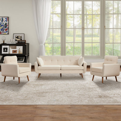  Ensemble de salon rembourré capitonné 78 po avec 2 fauteuils