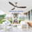 52" Ceiling Fan with Lights ,Remote Control, 3 PCS Solid Wood Quiet DC Motor  Ceiling Fans 6 Speed Levels,Reversible Ceiling Fan, for Patio Living Room, Bedroom--(Stain nickel )-34432453-34432455