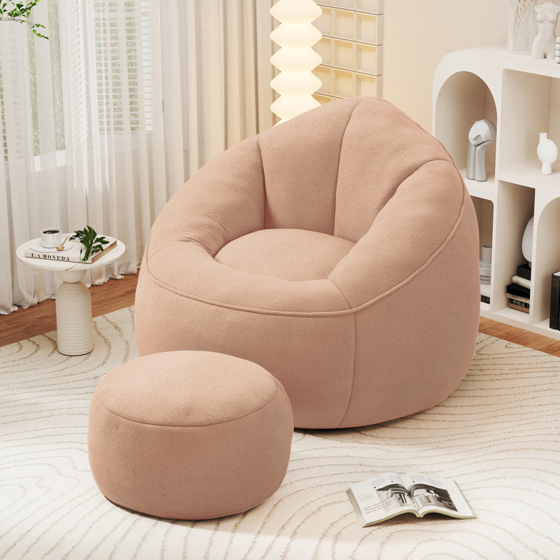 59" Yoga Chaise Lounge Chair, High-Density Memory Foam Floor Sofa in Brown Chenille, Pink, Pink Chenille