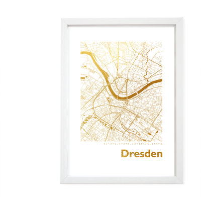 Map of Dresden 1 Piece Single Picture Frame Wall Art