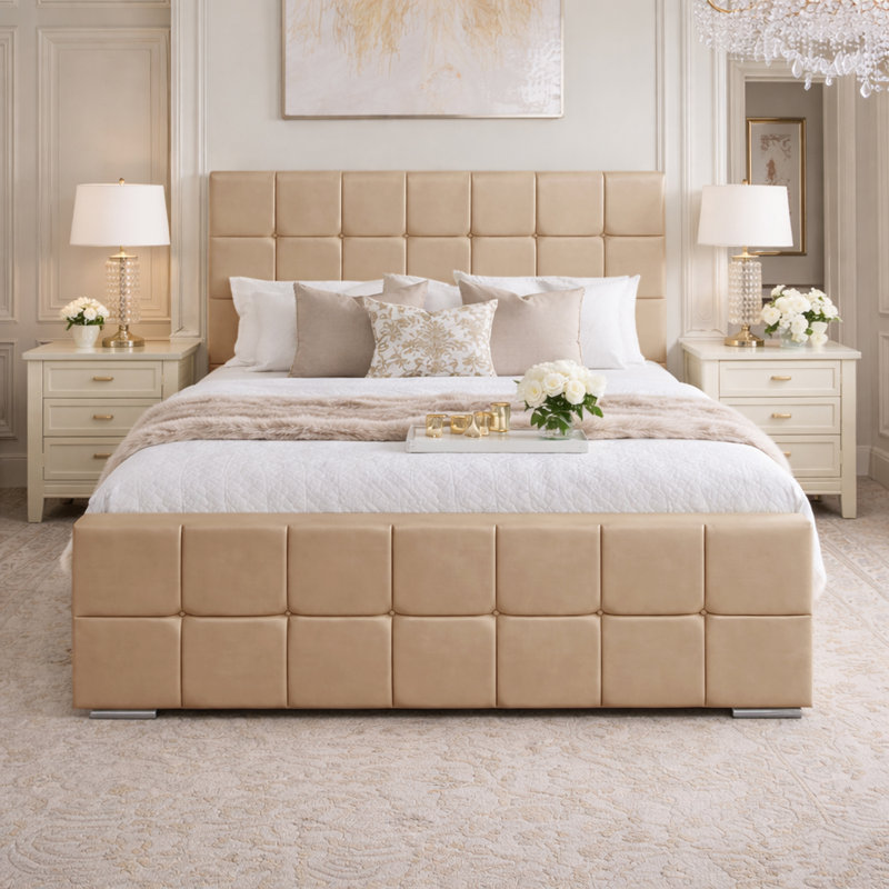 Bed, Beige, Double (4'6)