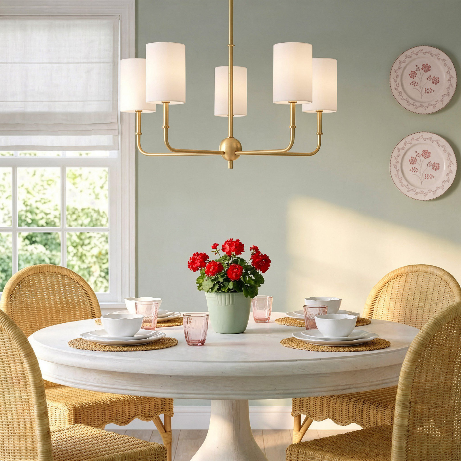 Rowley 5-Light Chandelier, Satin Brass