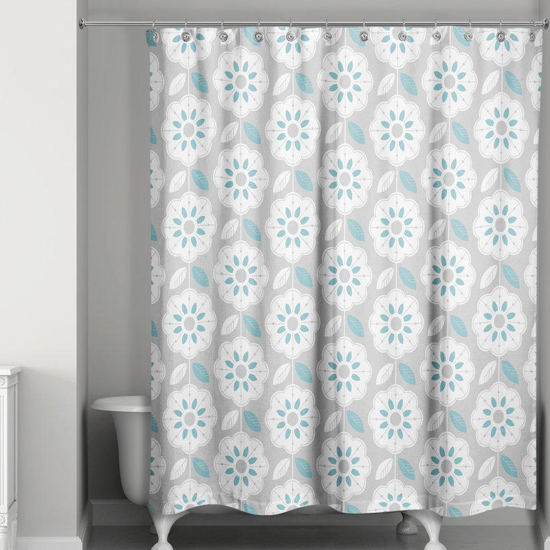 Floral Shower Curtain, Gray/Teal